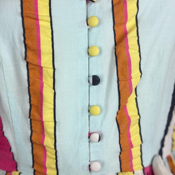 J. Crew Tiered midi dress in seersucker ribbons Summer Fun Rainbow Stripe 0. E10 - Picture 6 of 17